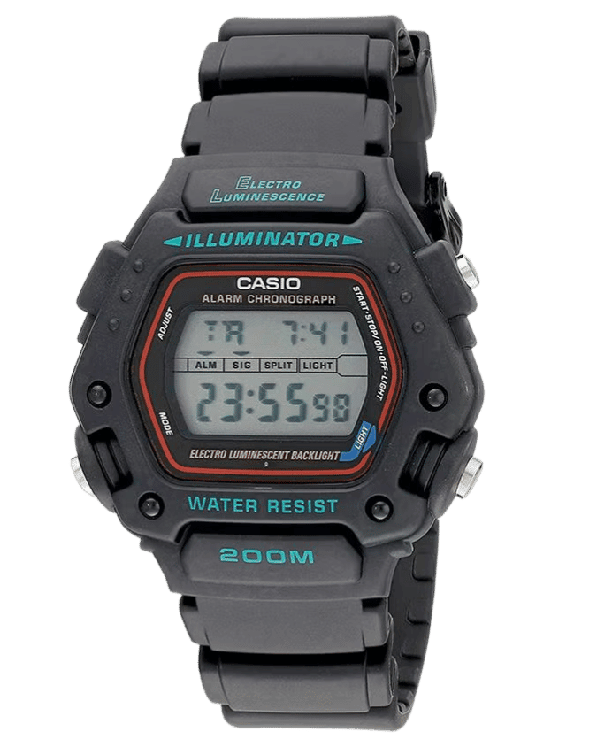Durable Casio DW-290-1VS shock resistant digital watch with black resin strap