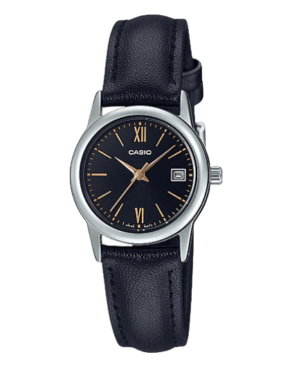 Casio LTP-V002L-1B3UDF Black Dial Ladies Watch Front View