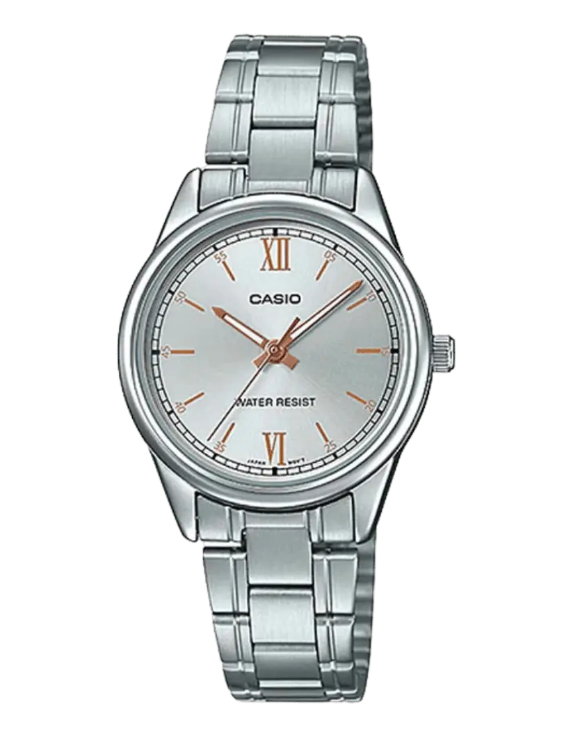 Casio LTP-V005D-7B2UDF ladies stainless steel watch with white dial