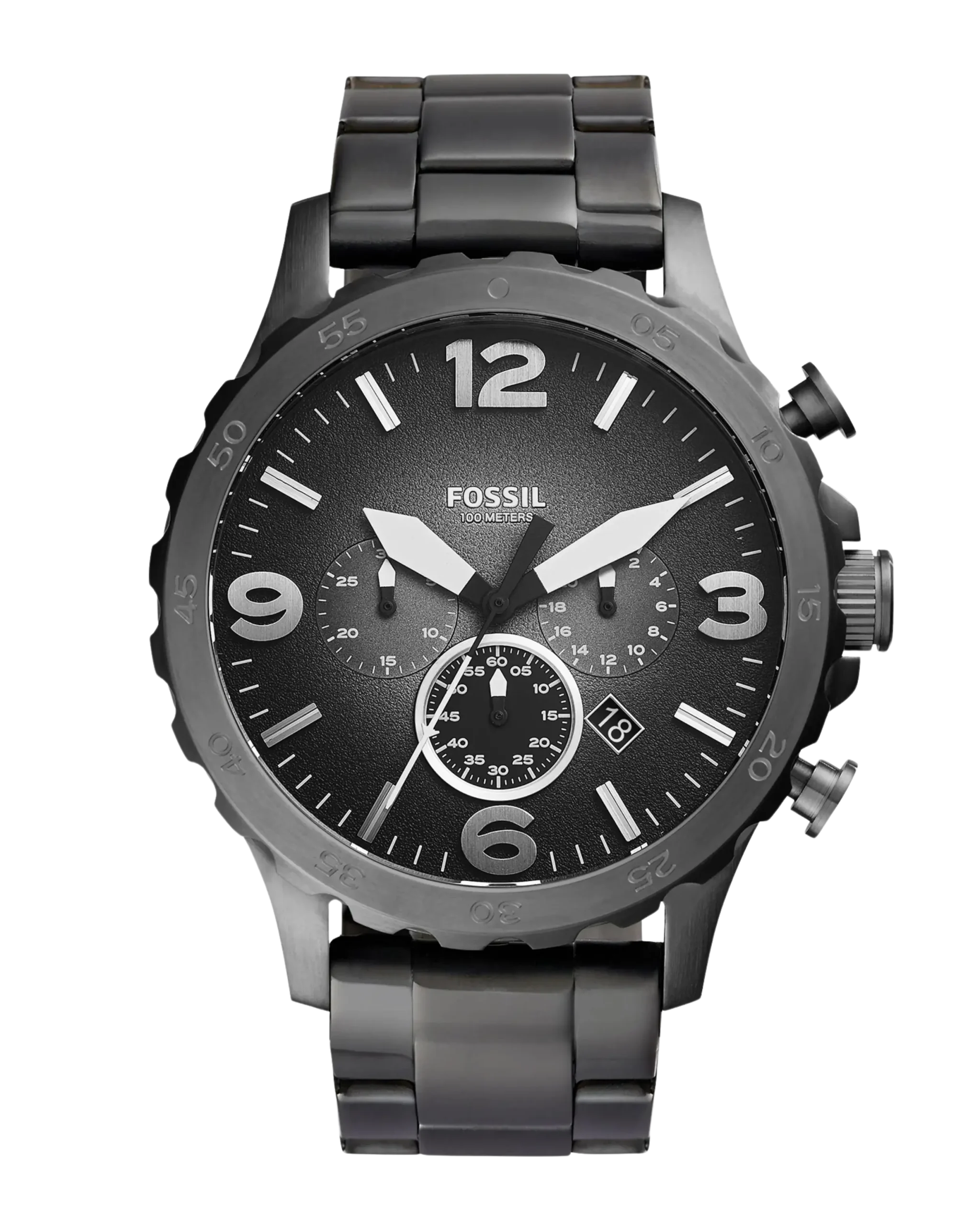 Fossil JR1437 Nate Chronograph Men’s Watch Black Stainless Steel