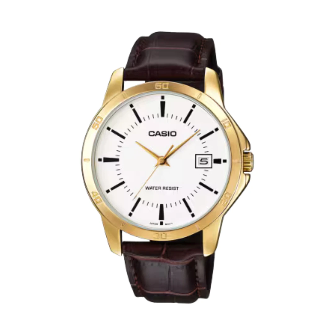 Casio MTP-V004GL-7AUDF Men’s Analog Watch with Brown Leather Strap