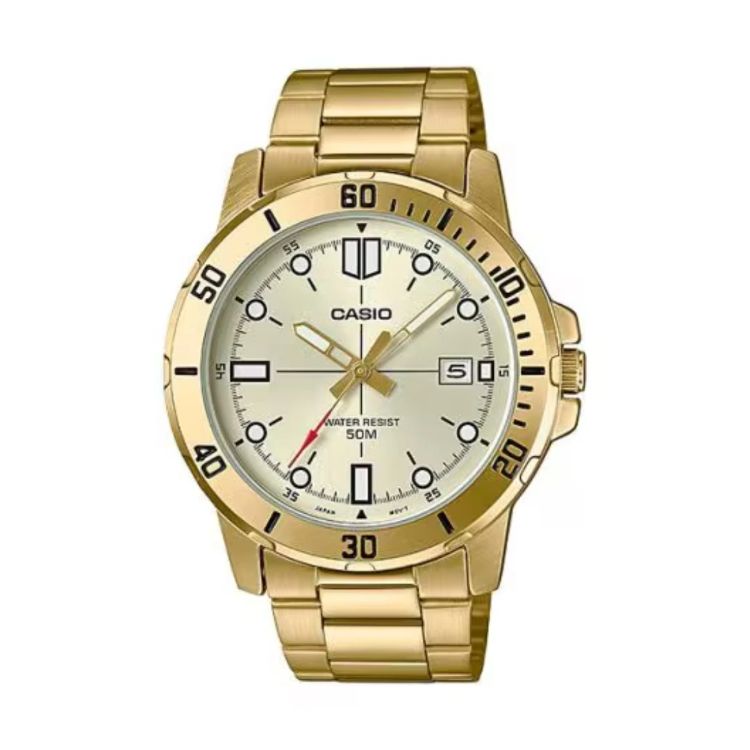 Casio MTP-VD01G-9EVUDF Men’s Gold Analog Watch with Champagne Dial